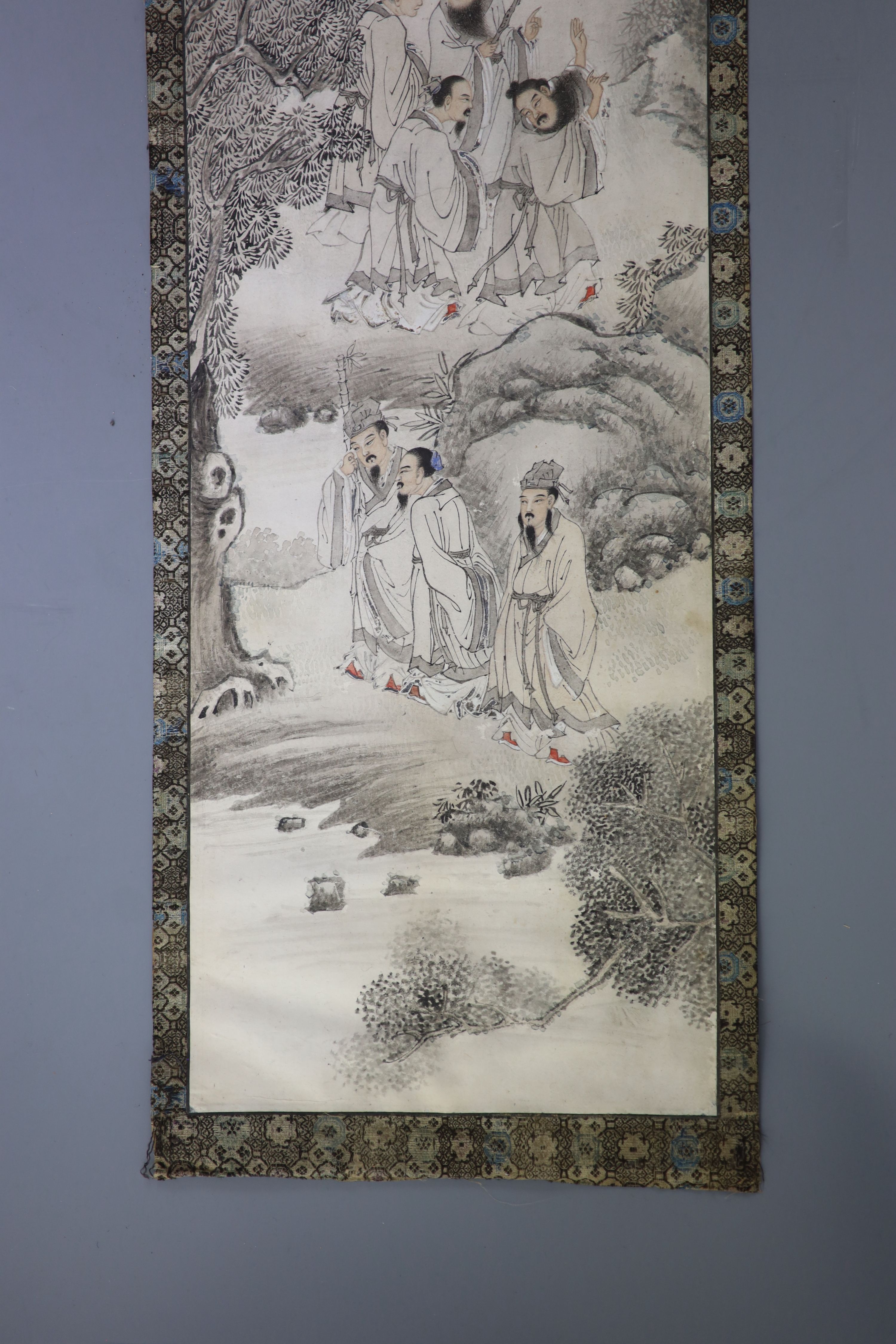 A Chinese painting on paper, Qing dynasty Image 81 x 20cm